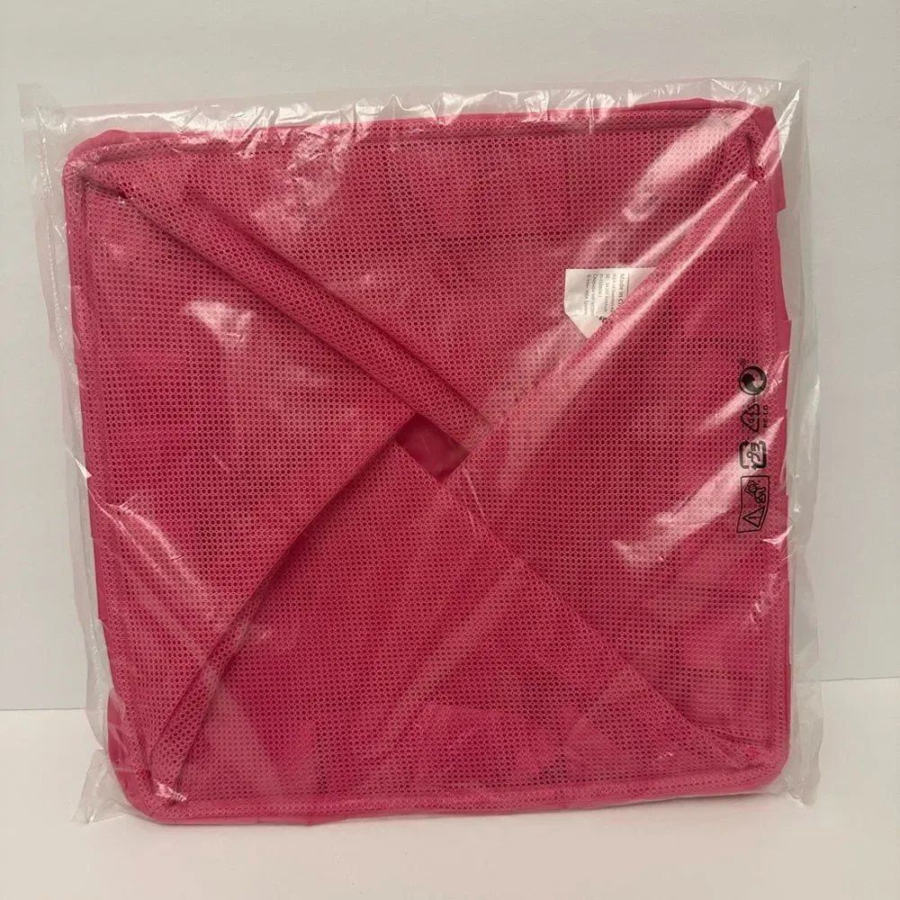 Foldable /‎ Collapsible Pink Storage box with decorative ruffle
